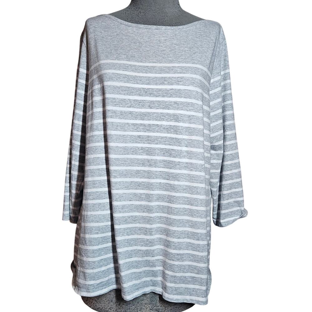 Gray Striped Cotton Blend Tee Size XL